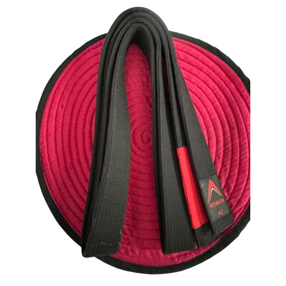 Athllete A2 Black Jiu-Jitsu Belt With Red Rank Bar - Picture 9 of 13